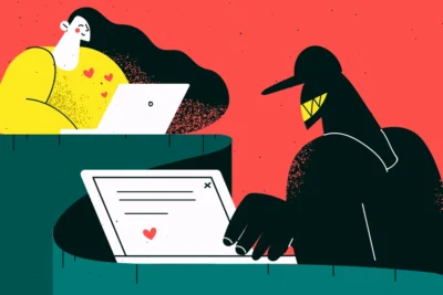 Online dating scam fraud infographic