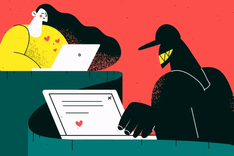 Online dating scam fraud infographic